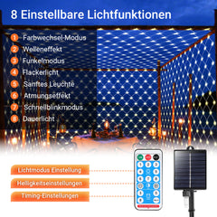 Hengda Solar LED Lichternetz, IP44 LED Lichterkette, Lichtervorhang für Fenster Garten