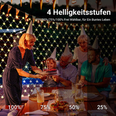 Hengda Solar LED Lichternetz, IP44 LED Lichterkette, Lichtervorhang für Fenster Garten