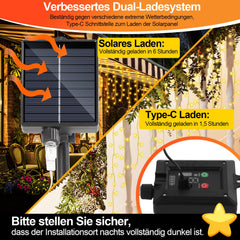 hengda Solar Eisregen Lichterkette mit Fernbedienung 5m-15m