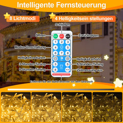 hengda Solar Eisregen Lichterkette mit Fernbedienung 5m-15m