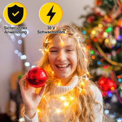 hengda Solar Eisregen Lichterkette mit Fernbedienung 5m-15m
