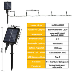 hengda Solar Lichterkette mit Fernbedienung 30m-100m