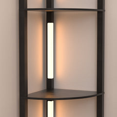 Hengda Stehlampe mit Holzregal, Bücherregal mit LED-Beleuchtung, 360° Drehbare RGB LED Stehleuchte Wohnzimmer, 3 Farbtemperaturen, 20W & 163 cm Höhe