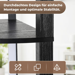 Hengda Stehlampe mit Holzregal, Bücherregal mit LED-Beleuchtung, 360° Drehbare RGB LED Stehleuchte Wohnzimmer, 3 Farbtemperaturen, 20W & 163 cm Höhe