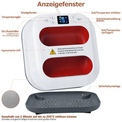 Hengda Transferpresse Plotter 22,5 cm x 22,5 cm, Heizpresse Tragbare con Zeitmesser, DIY Buigelpresse für T-Shirt/Taschen/Kissen/Plotter