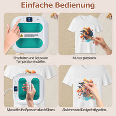 Hengda Transferpresse Plotter 22,5 cm x 22,5 cm, Heizpresse Tragbare con Zeitmesser, DIY Buigelpresse für T-Shirt/Taschen/Kissen/Plotter