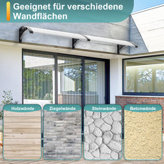 Hengda Vordach für Haustür, 5 mm Überdachung, Transparentes Pultbogenvordach, Polycarbonat Pultvordach, Türdach für draußen