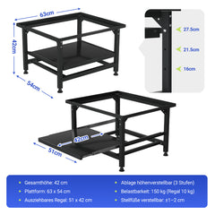 Hengda Waschmaschinen Untergestell mit Ausziehbarem Regal, 3 höhenverstellbar Waschmaschinen Sockel, 150kg Tragfähigkeit Podest für Trockner, Kühlschrank