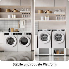 Hengda Waschmaschinen Untergestell mit Einlegeböden, Waschmaschinensockel, Waschmaschinen-Unterschrank für Waschmaschinen & Trockner