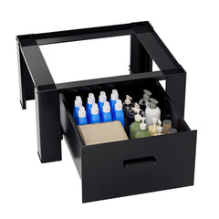 Hengda Waschmaschinen Untergestell mit Schublade, Schwarz Verstellbares Podest für Trommelwäschetrockner und Gefrierschrank Rahmen