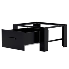 Hengda Waschmaschinen Untergestell mit Schublade, Schwarz Verstellbares Podest für Trommelwäschetrockner und Gefrierschrank Rahmen