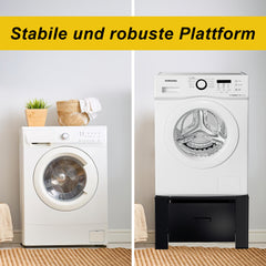 Hengda Waschmaschinen Untergestell mit Schublade, Schwarz Verstellbares Podest für Trommelwäschetrockner und Gefrierschrank Rahmen