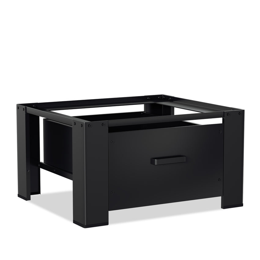 Hengda Waschmaschinen Untergestell mit Schublade, Schwarz Verstellbares Podest für Trommelwäschetrockner und Gefrierschrank Rahmen