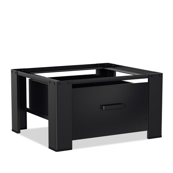 Hengda Waschmaschinen Untergestell mit Schublade, Schwarz Verstellbares Podest für Trommelwäschetrockner und Gefrierschrank Rahmen