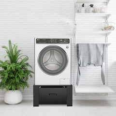 Hengda Waschmaschinen Untergestell mit Schublade, Schwarz Verstellbares Podest für Trommelwäschetrockner und Gefrierschrank Rahmen