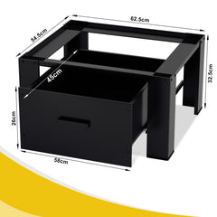 Hengda Waschmaschinen Untergestell mit Schublade, Schwarz Verstellbares Podest für Trommelwäschetrockner und Gefrierschrank Rahmen