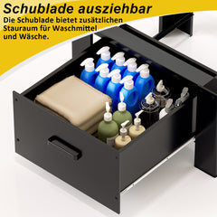 Hengda Waschmaschinen Untergestell mit Schublade, Schwarz Verstellbares Podest für Trommelwäschetrockner und Gefrierschrank Rahmen