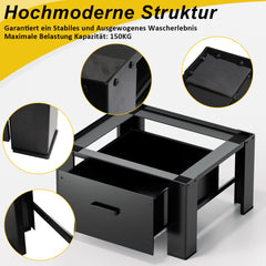 Hengda Waschmaschinen Untergestell mit Schublade, Schwarz Verstellbares Podest für Trommelwäschetrockner und Gefrierschrank Rahmen