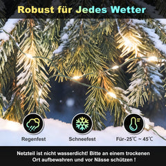 Hengda LED Weihnachts Lichterkette, RGBIC Lichterkette, IP65, Für Innen & Außen