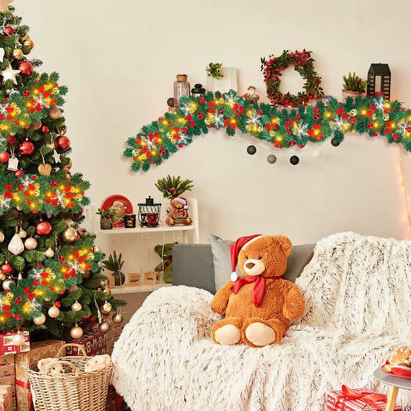 Hengda Weihnachtsgirlande 5M, Künstlich Tannengirlande mit Beleuchtung, Warmweiß, USB 8 Beleuchtungsmodi verfügbar Weihnachtsdeko