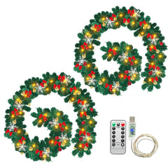 Hengda Weihnachtsgirlande 5M, Künstlich Tannengirlande mit Beleuchtung, Warmweiß, USB 8 Beleuchtungsmodi verfügbar Weihnachtsdeko