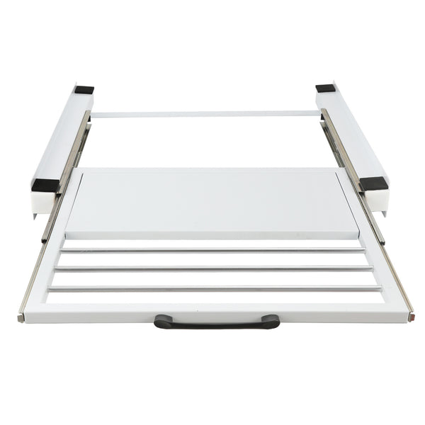 Hengda Zwischenbaurahmen mit Ausziehplatte, Universell Verbindungsrahmen für Waschmaschine und Trockner, Stapelset mit Handtuchhalter