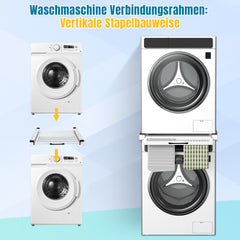 Hengda Zwischenbaurahmen mit Ausziehplatte, Universell Verbindungsrahmen für Waschmaschine und Trockner, Stapelset mit Handtuchhalter