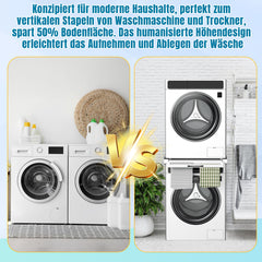 Hengda Zwischenbaurahmen mit Ausziehplatte, Universell Verbindungsrahmen für Waschmaschine und Trockner, Stapelset mit Handtuchhalter