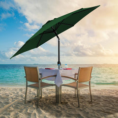 Hengda Sonnenschirm 270 cm Gartenschirm knickbar, Strandschirm strand Neigungswinkel und Höhe verstellbar, beidseitig um 30° Kippbar, ohne Ständer