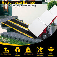 Hengda 2 Stück Auffahrrampe, 118cm Alu Rollstuhlrampe, Laderampe Tragfähigkeit 300kg