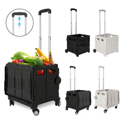 Hengda Einkaufstrolley Klappbar, Transport Trolley, mit neigbarer Teleskopgriff & Deckel 45L/50L