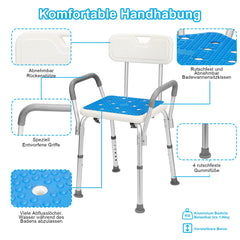 Hengda Duschhocker für Senioren Duschstuhl mit Armlehnen und Rückenlehne Badezimmerhocker bis 136kg Badhocker Höhenverstellbar Badhocker für die Dusche