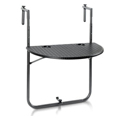 Balkontisch klappbar Hängetisch, klapptisch Balkongeländer, 3-Fach höhenverstellbarer balkontisch zum einhängen, 60 x 40 cm Halbrund Balkontisch klappbar Schwarz