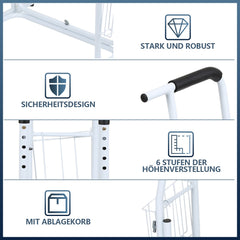 Hengda Mobile Toiletten Aufstehhilfe, Toilettengestell mit Ablagekorb, Höhenverstellbar WC Stützgestell, Toilettenstützgestell für Senioren, Deaktiviert, Schwangere