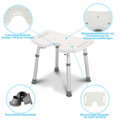 Hengda Duschhocker Duschstuhl für senioren, Höhenverstellbar Duschsitz, Duschhilfe rutschfest bis 136 kg, Hocker für Dusche, Badsitz