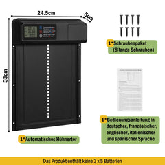 Hengda Automatische Hühnerklappe, Hühnertür Automatischer Türöffner, Elektrische Hühnerklappe, mit Wasserdicht Großes Display, Timer
