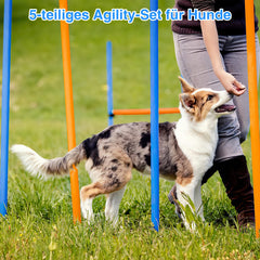 Hengda Agility Set Hunde groß, 5-teiliges Set Hundetraining zubehör Agility Hürde, Slalom, Agility Hürde, Sprungring & Hundetunnel