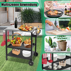 Hengda Grillwagen, Grilltisch Höhenverstellbar, BBQ Arbeitsfläche, auf Rädern