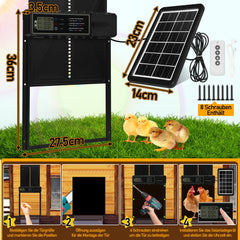Hengda Automatische Hühnerklappe Solar Haustierklappe Hühnerstalltür 33x24.5cm