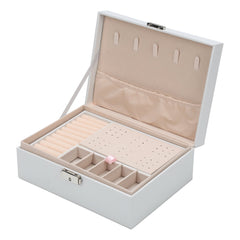 Hengda Schmuckkasten, Schmuckkoffer, abschließbar, 2 Ebenen, mit Spiegel