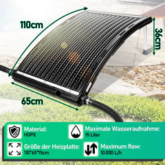 Hengda Poolheizung Solar Solarheizung Pool 110 x 65 x 15 cm Sonnenkollektor Pool Anschluss Ø 38 mm Pool Heizungen Solar für Warmwasser Schwimmbad Gartendusche Pool