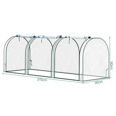 Hengda Foliengewächshaus Frühbeet Transparent PVC, Gemüse Tomatenhaus Gewächhäuser mit Reißverschluss 270 × 90 × 90cm