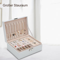 Hengda Schmuckkasten, Schmuckkoffer, abschließbar, 2 Ebenen, mit Spiegel