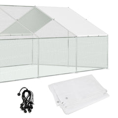 Hengda Freilaufgehege Hühnerstall 3x6x2m, Geflügelstall mit Schloss, Hühnerhaus, Verzinkter Stahl