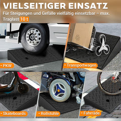 Hengda 2 Stück Auffahrrampe Gummi, Bordsteinrampe, Rollstuhlrampe 49x30x11cm