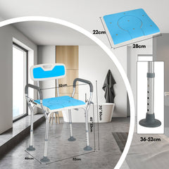 Hengda 3 in 1 Duschhocker & Toilettenstuhl für Senioren, 36-52cm Höhenverstellbar Toilettensicherheits,Rahmen erhöhter Toilettensitz Badhocker für Erwachsene