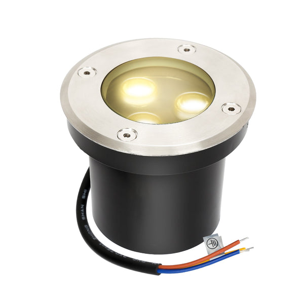 Hengda Bodeneinbaustrahler Aussen  Warmweiß Runde Bodenstrahler, 3W IP67 WasserdichtBodenleuchte aus Edelstahl für [Energieklasse G]