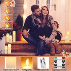 Hengda Flammenlose LED Kerzen 5er Set, Led Kerzen Flackernde Flamme, Echtwachs Kerzen mit Fernbedienung, mit Timerfunktion