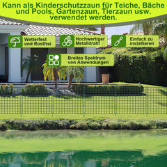 Hengda Teichzaun Gartenzaun Steckzaun, Zaunelemente metall Gitterzaun Set ür den Garten, Freigehege