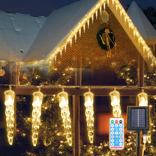 hengda Solar Eiszapfen Lichterkette mit Fernbedienung 10m